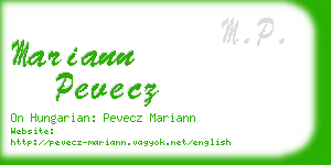 mariann pevecz business card